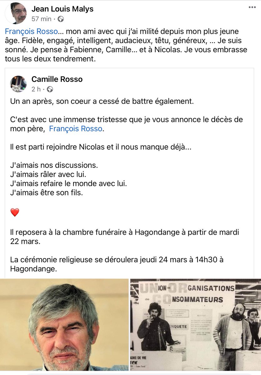 C’était mon ami et mon camarade depuis nos plus jeunes années.
A ceux qui connaissaient <a href="/rosso_francois/">François ROSSO</a>, militant mutualiste, syndical et associatif généreux, son fils Camille a annoncé ce matin la terrible nouvelle. Pensée à Fabienne, son épouse et à mon jeune ami Camille.