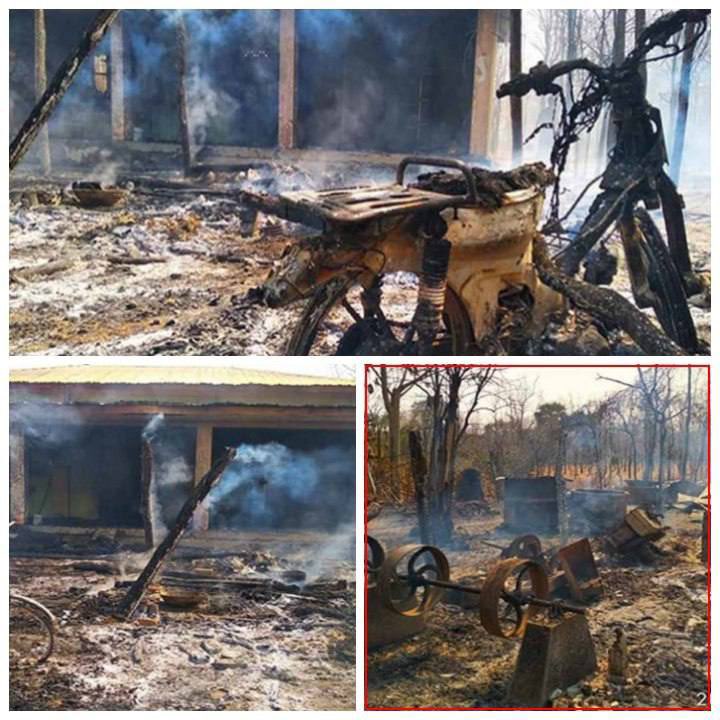 ABirdG_twt's tweet photo. SAC troops set houses on fire in Western BanBweYwarMa village, Yinmarpin Tsp around 9am this morning. #VillagesBurntDownByJunta #2022Mar19Coup #WhatsHappeningInMyanmar https://t.co/LQqiUGZcAI