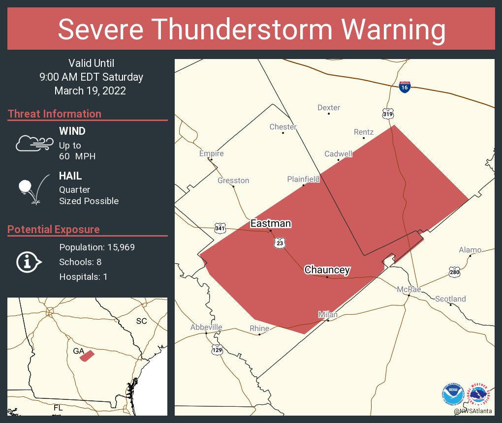 NWS Atlanta on Twitter "Severe Thunderstorm Warning continues for