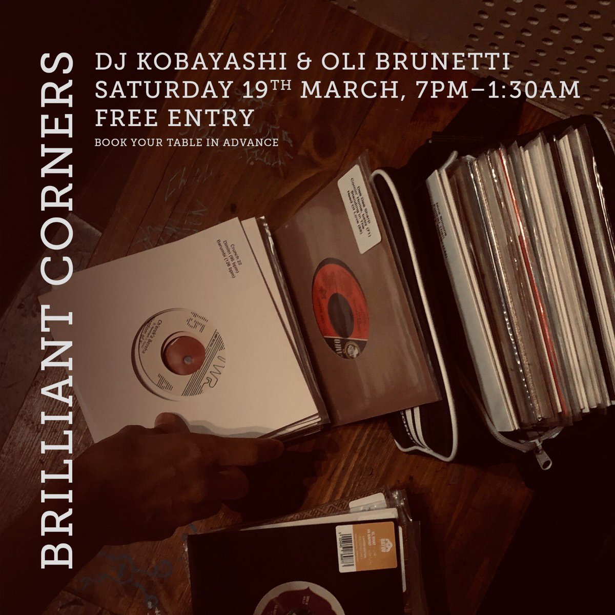 OliBrunetti's tweet photo. Tonight I join @DJ_Kobayashii behind the decks at @Brilliant_Cnrs. Come say hi! https://t.co/s2hh2WRwrx