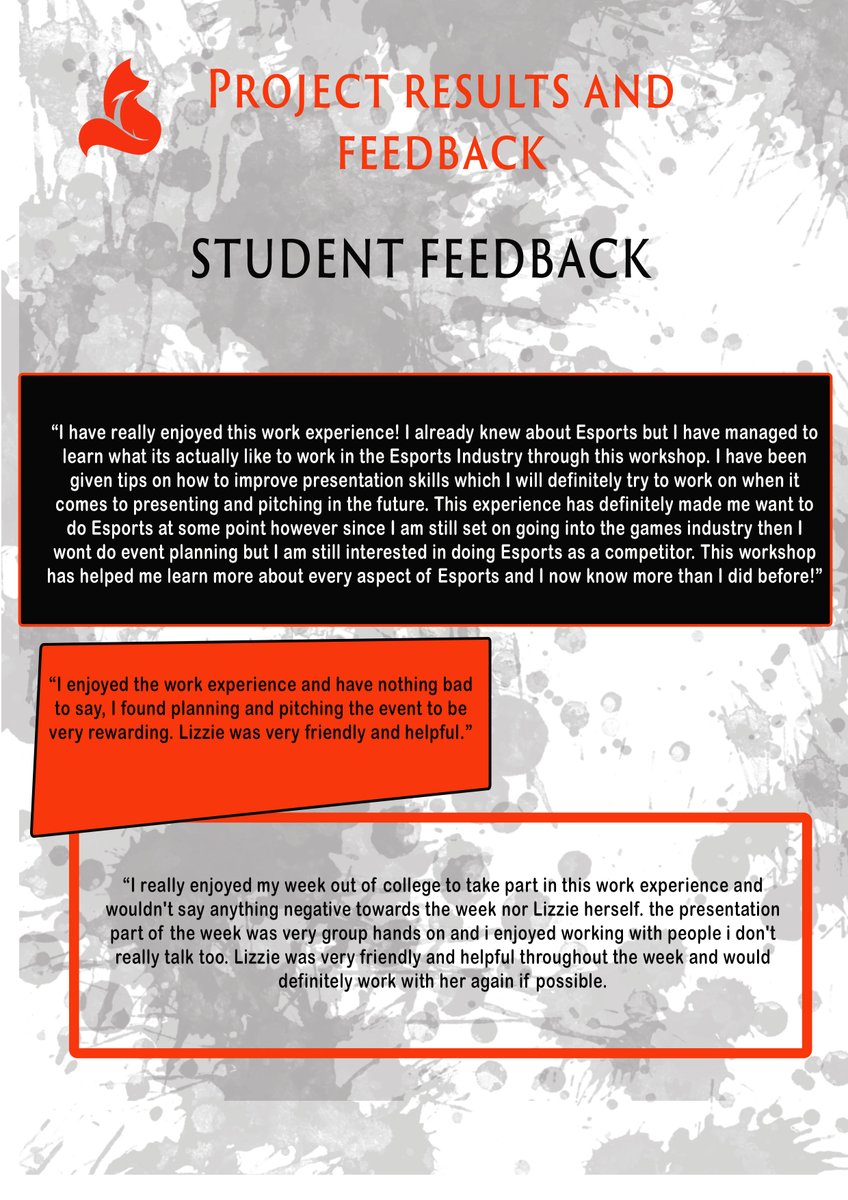 Feedback from the students at <a href="/coventrycollege/">Coventry College</a> as part of the final report and results from the work experience workshop🦊

If you are a School College or work with young people &amp; want to take advantage of this one of a kind bespoke experience get in touch!

#esports #education