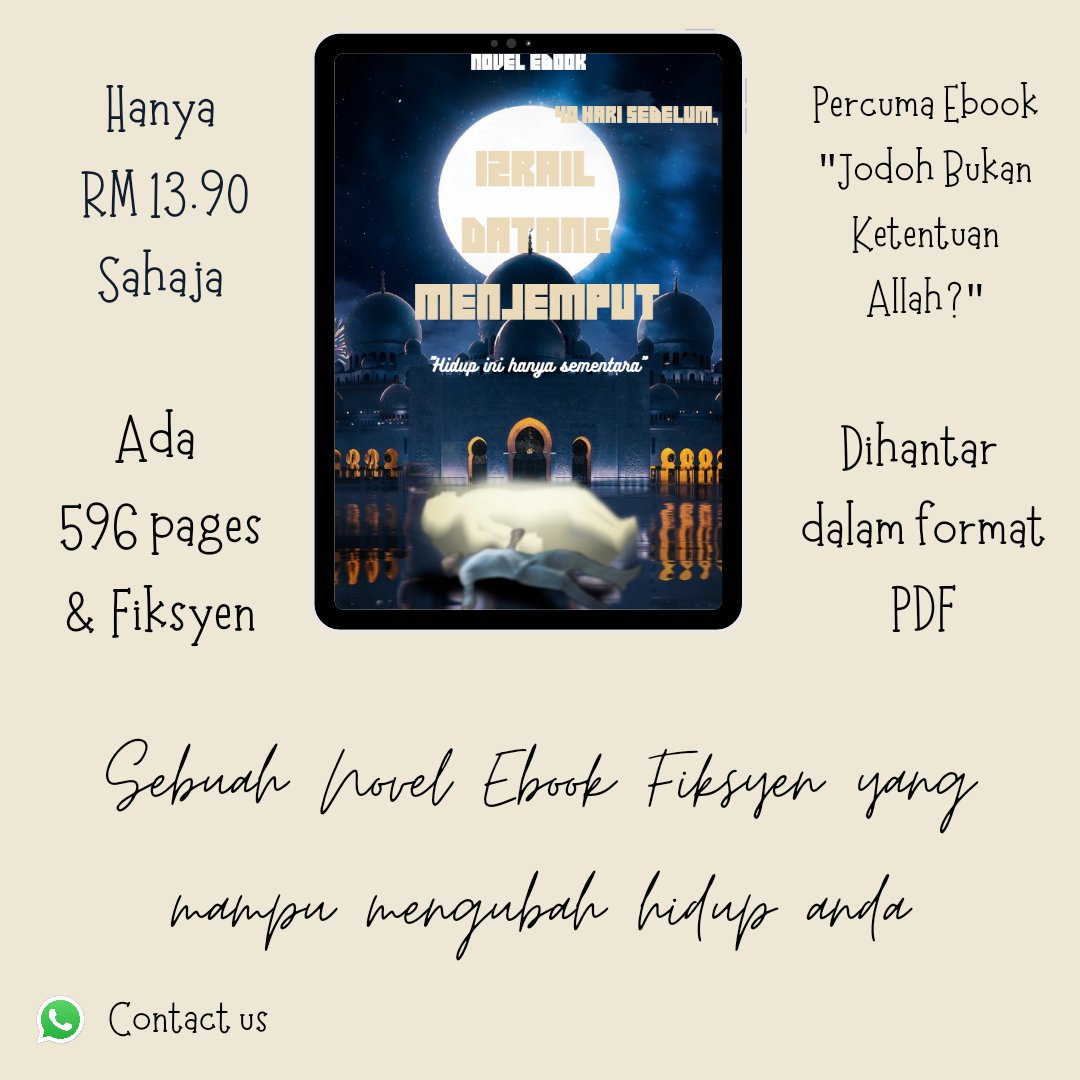 AmirulEbook's tweet photo. Kalau korang berminat untuk dapatkan novel ebook ni, bolehlah tekan link dekat bawah yaa 👇🏻

https://t.co/nAwppcZElD

Insyallah berbaloi, Terima kasih🥰 https://t.co/g9sPd4Ph4z