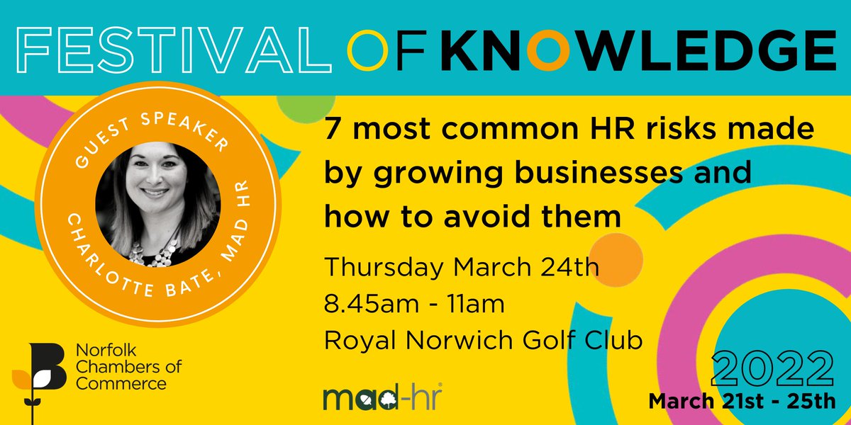 We're delighted that <a href="/wearemadhr/">MAD-HR Ltd</a> are our sponsors for Festival of Knowledge next week!

We're looking forward to their event on seven most common HR risks made my growing businesses. Sharing their expertise with how to avoid them.

Book you ticket eventbrite.co.uk/e/festival-of-…