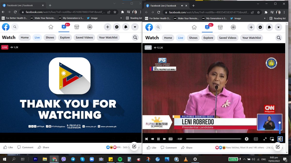 BuenaBernal's tweet photo. If you were watching PTV feed for the #PiliPinasDebates2022 , it was cut while Leni was talking about being immersed in communities to see poverty first-hand. An ad for a party-list was aired at least twice before this "Thank you" graphic

It went back up but Leni's time was over https://t.co/ubSlp1DnIJ
