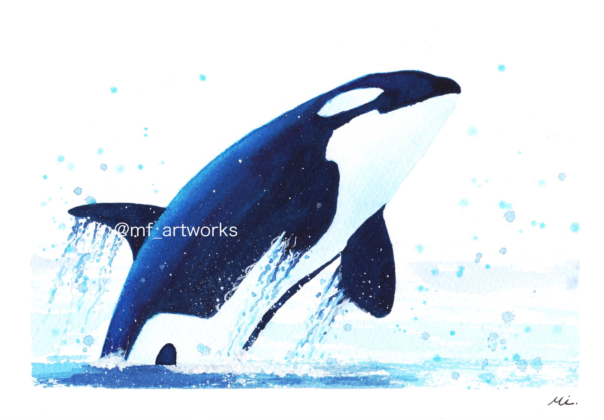 シャチ 油彩画 青色系 シャチ 油彩画 青色系（会員からのお知らせ）