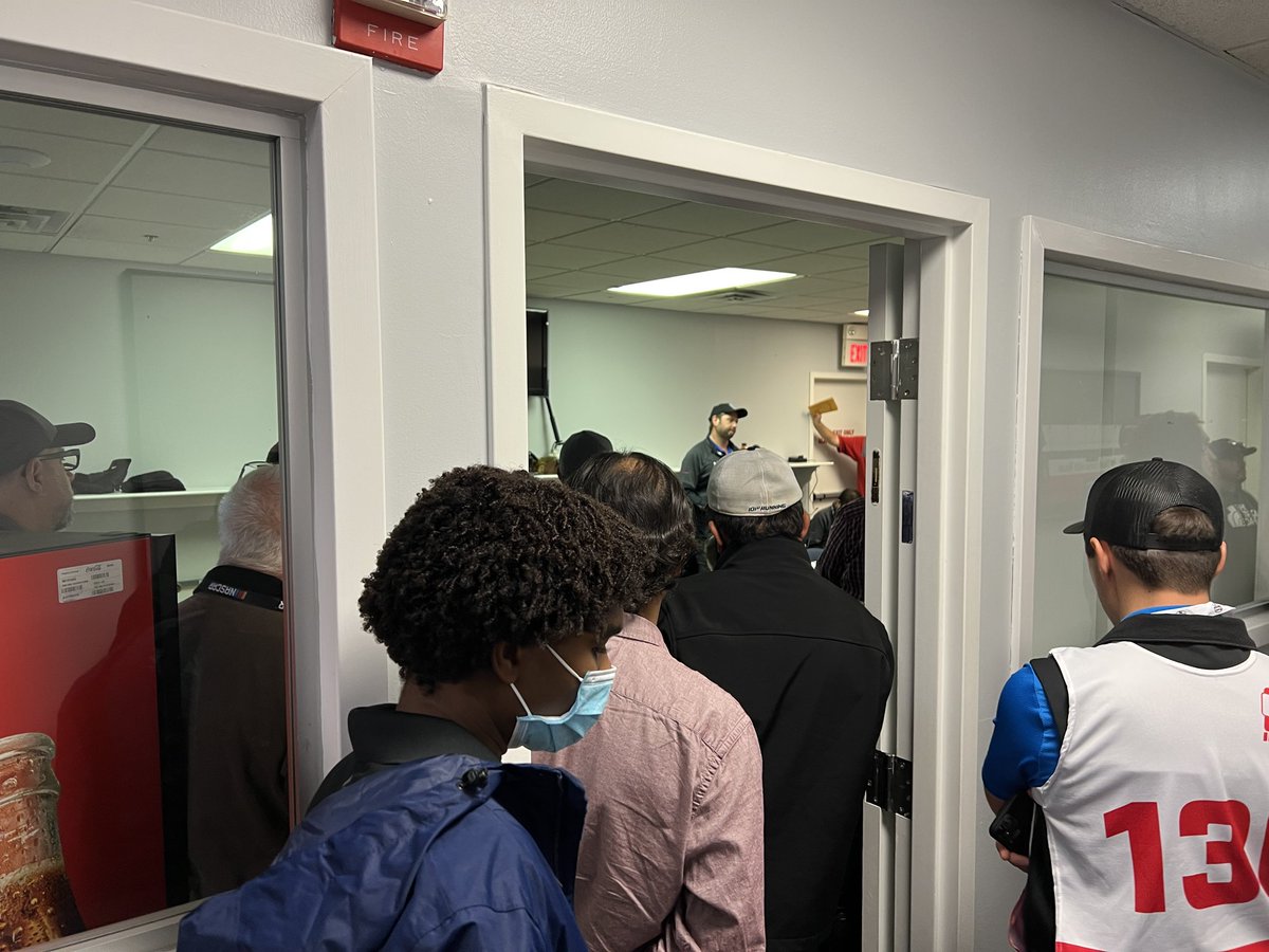 Morning #IndyCar photo meeting at @TXMotorSpeedway with St. Pete @USF2000 race winner Myles Rowe (@oceanbymr) taking part as a new intern for the @CoForceCrew media team.