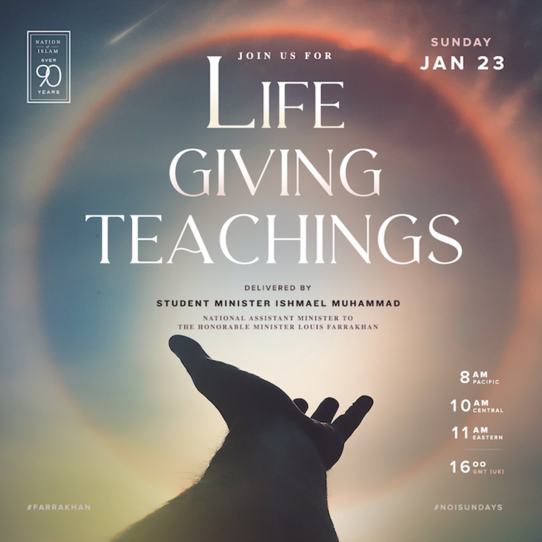 Join us this Sunday as Student Minister <a href="/minishmael/">Ishmael Muhammad</a> shares the transformative message of the teachings of The Honorable Elijah Muhammad: 

Life 🌱 Light ☀️ Power 💪🏾 

📱 💻 📺 Tune in at 10am CT noi.org #NOISundays