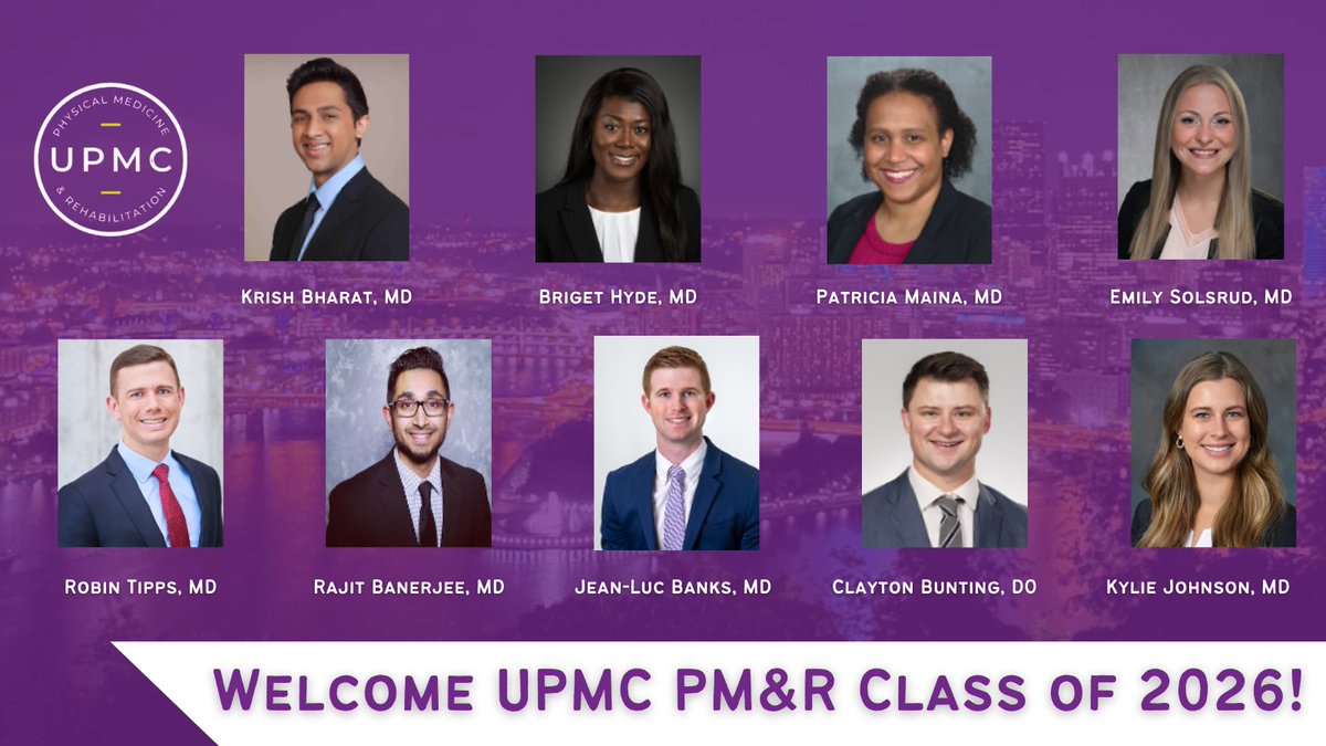 UPMC_PMR's tweet photo. π’We are thrilled to announce the @UPMC_PMR class of 2026!ππ
We look forward to seeing their contributions to our program and the field of #Physiatry ππ¦Ύ
Congratulations, We cannot wait to have you join us in Pittsburgh! ππ
#Match2022 #PMRMatch https://t.co/U3GyyYhnO4