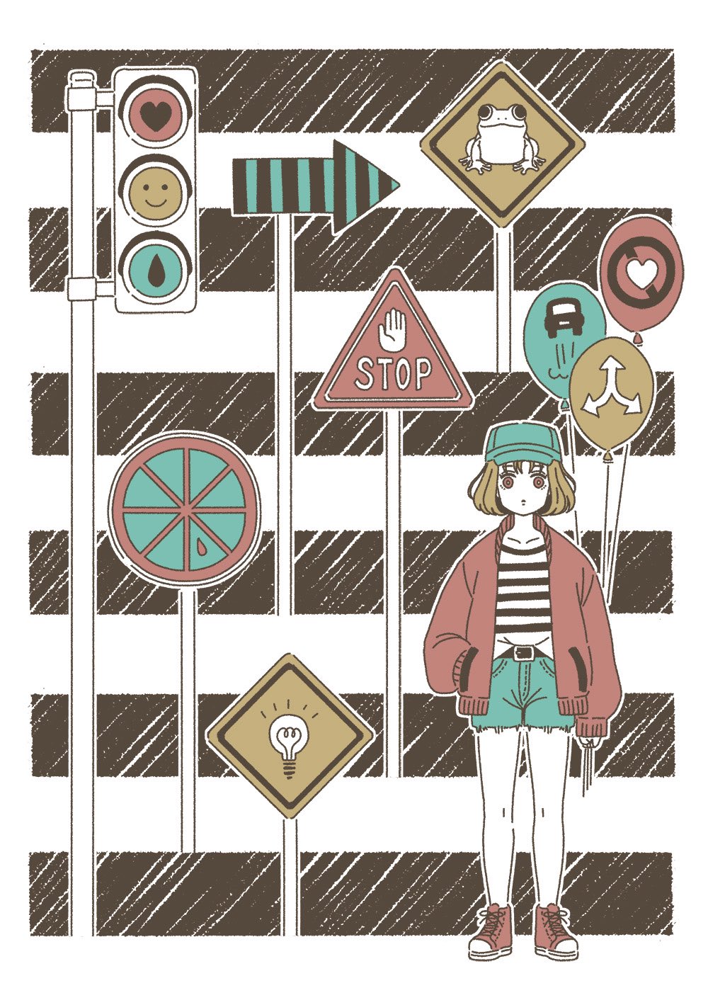 Okaka 新作イラストできました 横断歩道 オリジナルイラスト 道路標識 女の子 イラスト T Co 9ohz4xpudp Twitter