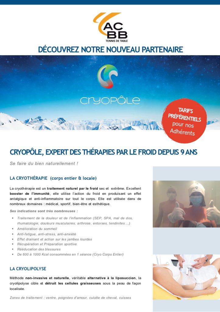 Cryopôle: nouveau partenaire de l'ACBB TT. Profitez-en !!! - acbb-tt.fr/cryopole-nouve…