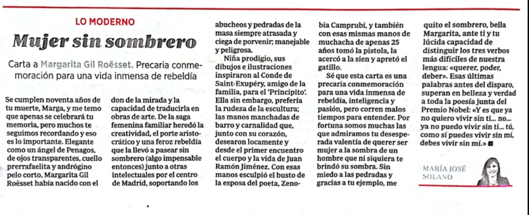 mjsolanofranco's tweet photo. "Somos muchas las que admiramos tu desesperada valentía de querer ser mujer a la sombra de un hombre que ni siquiera te brindó su sombra".

MI carta a esta mujer. En @ABC_Cultural https://t.co/8v2aSZpt5X