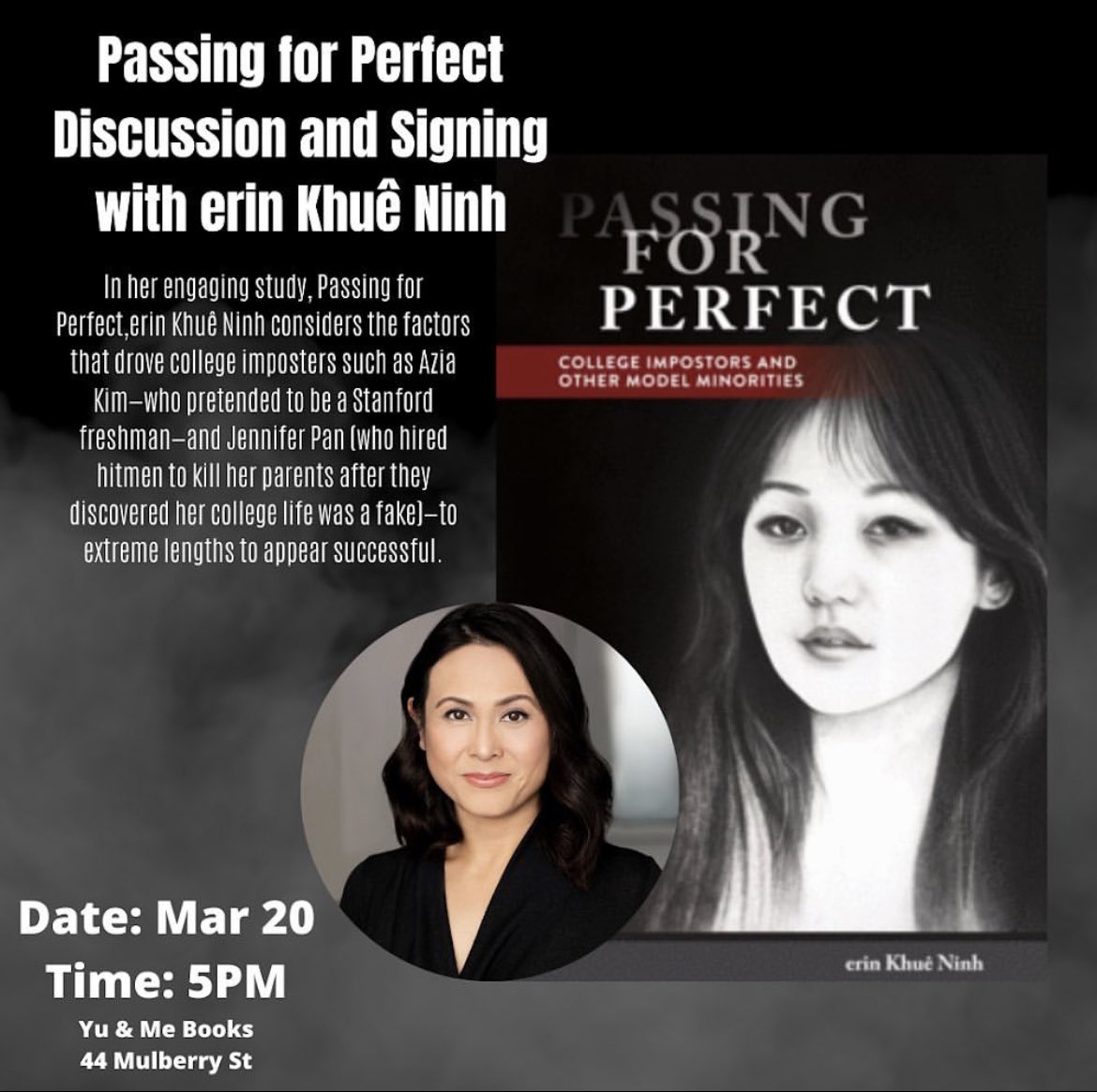 aaaricuny's tweet image. Missed erin Khuê Ninh’s book talk at AAARI last night? You can listen to her again in person tomorrow 3/20 at @yuandmebooks (44 Mulberry St) #passingforperfect #erinkhueninh #modelminority #asianamerican