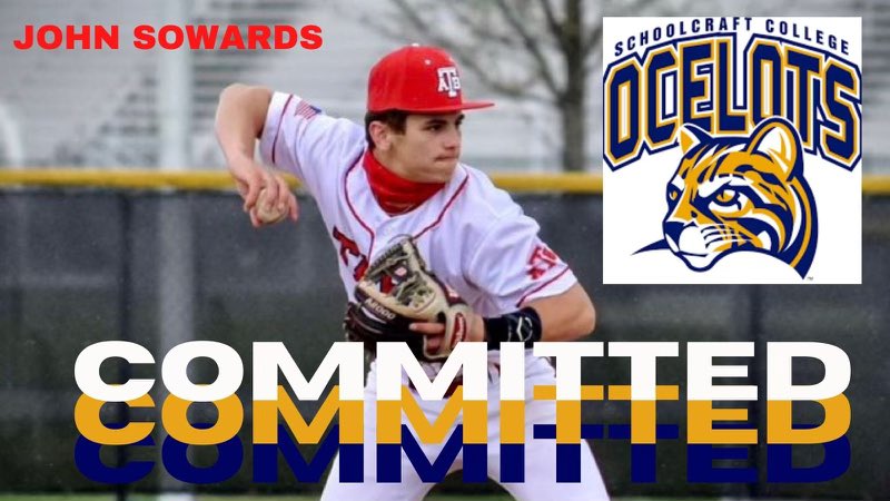 John Sowards (@john_sowards2) on Twitter photo I am blessed and very excited to announce my commitment to Schoolcraft Community College! I would like to thank all of my coaches and parents for everything they have done leading to this point. <a href="/OcelotBaseball/">Schoolcraft College Baseball</a> <a href="/CoachBiesbrouck/">Jared Biesbrouck</a> <a href="/bt8ball/">Brad Thompson</a> <a href="/coachfay21/">Rob Fay</a> <a href="/DMetroStars/">Detroit Metro Stars</a> @Stars17Thompson I am blessed and very excited to announce my commitment to Schoolcraft Community College! I would like to thank all of my coaches and parents for everything they have done leading to this point. <a href="/OcelotBaseball/">Schoolcraft College Baseball</a> <a href="/CoachBiesbrouck/">Jared Biesbrouck</a> <a href="/bt8ball/">Brad Thompson</a> <a href="/coachfay21/">Rob Fay</a> <a href="/DMetroStars/">Detroit Metro Stars</a> @Stars17Thompson