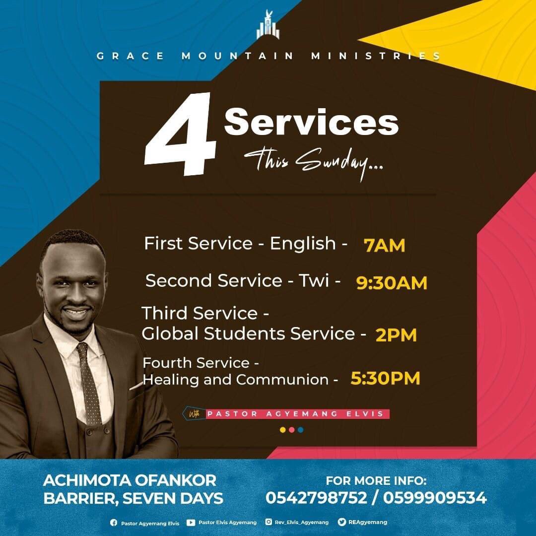 REAgyemang's tweet photo. Acts 2:42 TLB
They joined with other believers in regular attendance at the Apostle's teaching sessions.
Join us tomorrow for any of our services in His Presence
#PaatorElvis #PastorElvisTeaching #LadyMercy #SundayService #EnglishService #TwiService #CommunionService #Healing https://t.co/pgFoq6xawl