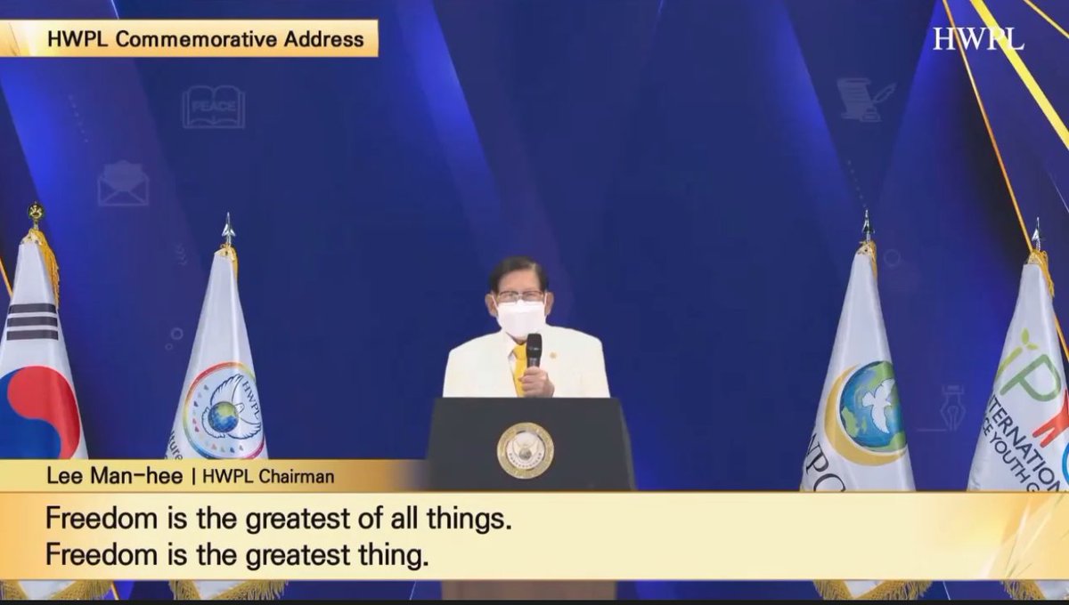 HWPL_Chicago's tweet photo. "Freedom is the greatest thing"
Chairman Lee urges the importance of the #DPCW for #Peace all over the world. https://t.co/Q0s6qfCNNG