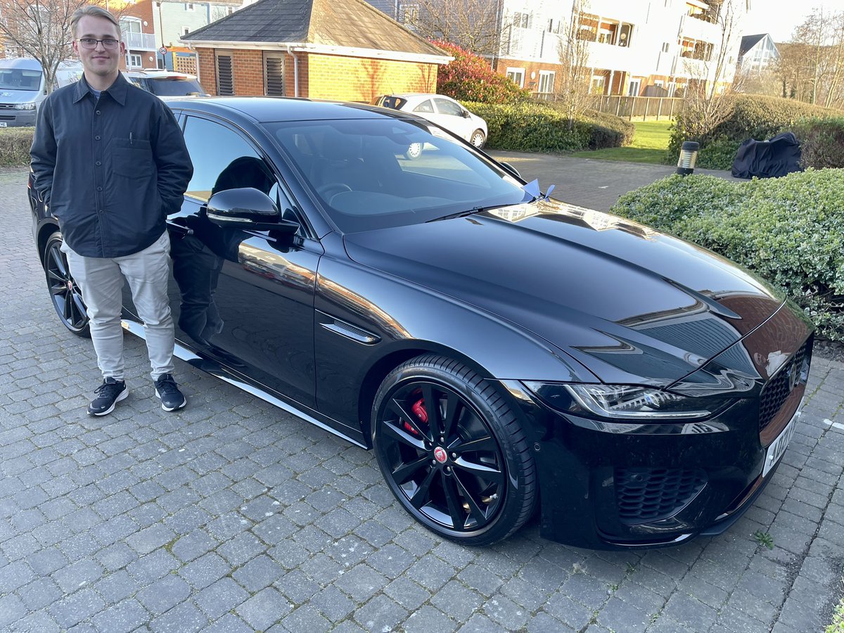 SteveFowler's tweet photo. A very happy nephew @callumgibson10 with his new Jaaag! Very cool. And excellent service from @therealclh at @marshalljaguar 👍🏻⭐️😀 https://t.co/Lk7gRQ6TkL