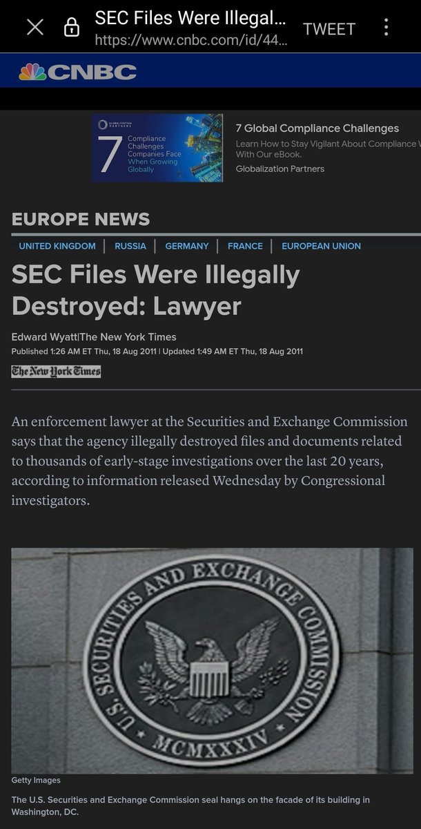 Leerzeit's tweet photo. It's true. The SEC destroyed the Madoff files. 🤯 I'm lost for words... and I'm sorry... the US is lost. https://t.co/nMyWbRDhXz