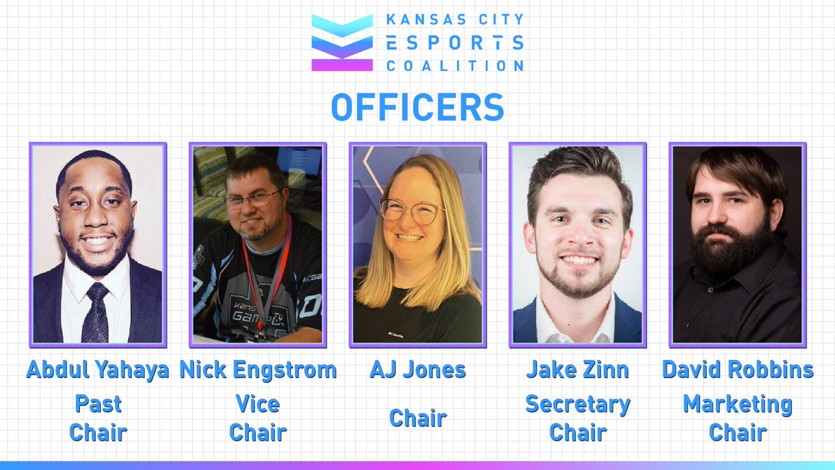 esportkcorg's tweet photo. We are proud to announce our 2022 Kansas City Esports Coalitions offers.
Chair: @AshleyOfTheYear
Vice Chair: @nick_the_nerd
Secretary Chair: @JakeZinn
Marketing Chair: @Heavyrainfal
Past Chair: @k1ngdula
Let's welcome them in! 👏👏
#esports #kcec #kansascity https://t.co/QkcgEysHXE