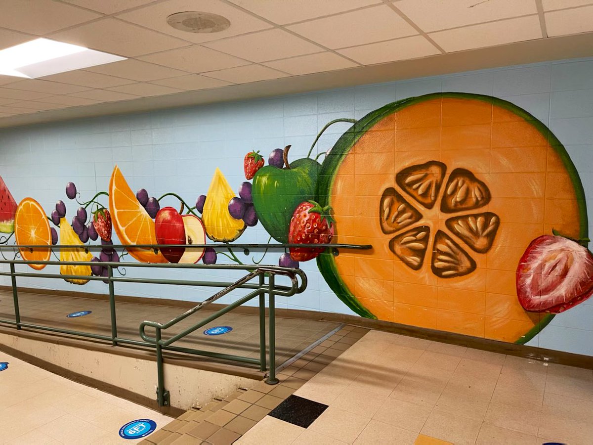 EnloeArts (@arts_enloe) on Twitter photo Mural restoration Saturday! Judy is adding highlights, color matching damaged areas, and adding vines. We have a fresh new blue background to bring attention to the fruit. <a href="/EnloeMagnetHS/">Enloe High School</a> Mural restoration Saturday! Judy is adding highlights, color matching damaged areas, and adding vines. We have a fresh new blue background to bring attention to the fruit. <a href="/EnloeMagnetHS/">Enloe High School</a>
