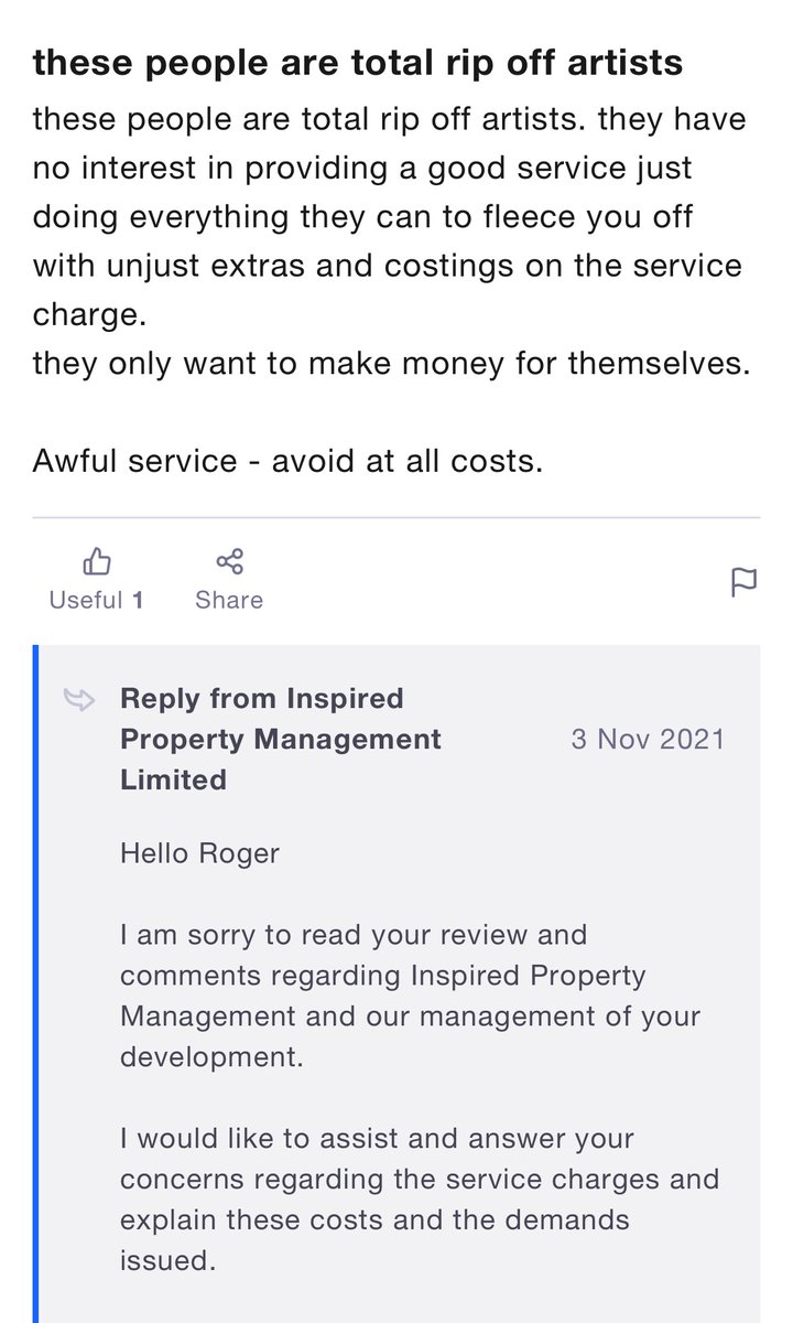 InspiredPropertyManagement

these people are total rip off artists. 

uk.trustpilot.com/reviews/61790f…

#inspiredpropertymanagement
#leaseholderScam
#Dishonest
#Fraud
<a href="/michaelgove/">Michael Gove</a>
<a href="/BorisJohnson/">Boris Johnson</a>
<a href="/guardian/">The Guardian</a>
<a href="/DonnyFreePress/">Doncaster Free Press</a>