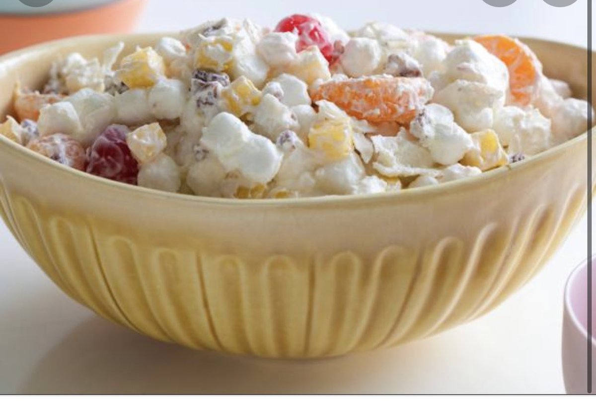 samkist's tweet photo. Filming soon!!!  New episode of FULLY BAKED!!!!! 
Ambrosia episode a great summer treat. I will be doing  the healthy version  but will have the link to the one pictured below which is Alton Brown’s (picture from his recipe) https://t.co/BIvmNRRLol