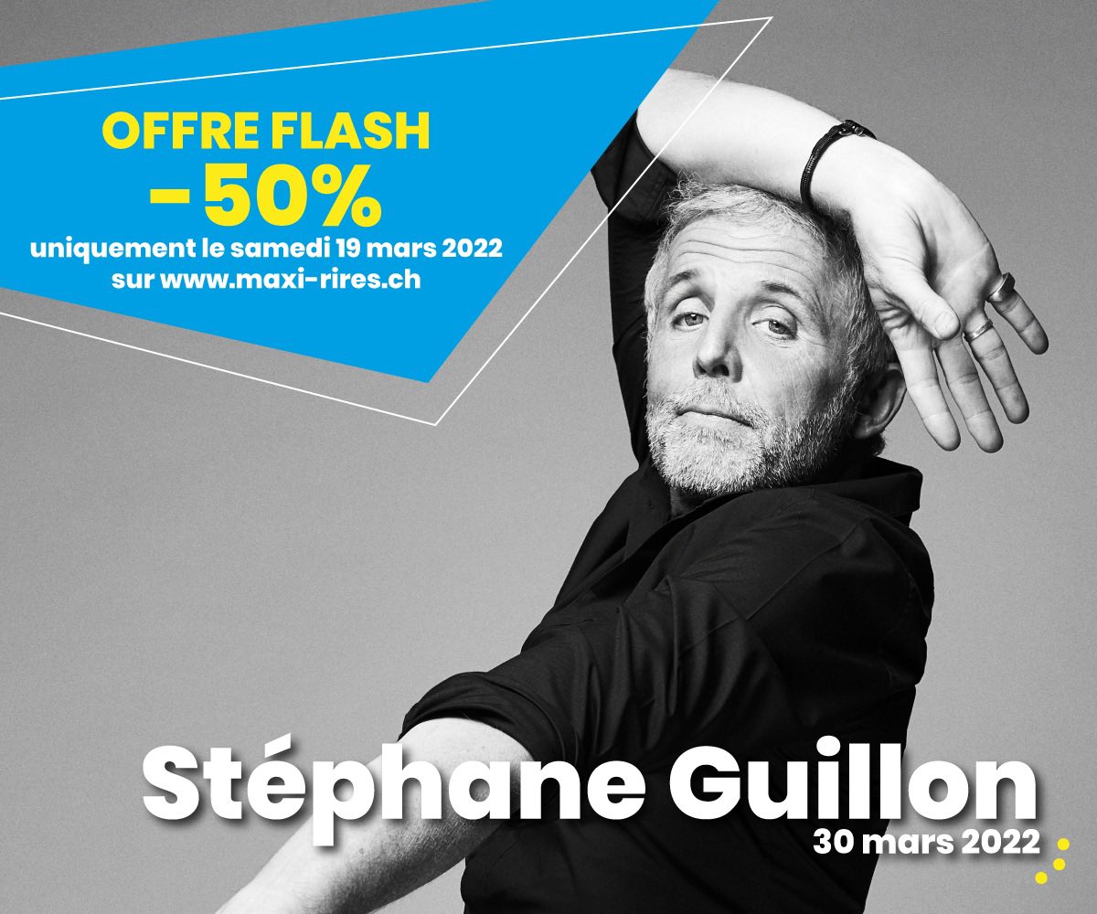 Il vous reste quelques heures pour profiter de cette offre flash pour le spectacle de Stéphane Guillon, profitez-en!
➡️ maxi-rites.ch