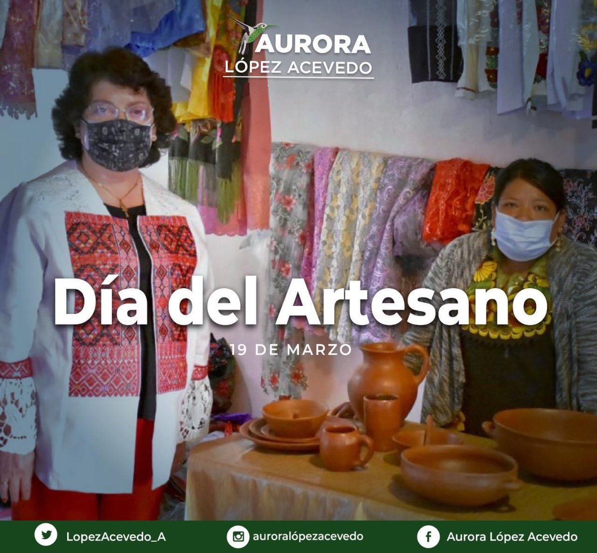 LopezAcevedo_A's tweet photo. En el #DiaInternacionalDeLaArtesanaYElArtesano quiero felicitar a las maestras y los maestros artesanos que en cada pieza que elaboran plasman una parte de nuestra historia. Ellos preservan las tradiciones, cultura e identidad de México y #Oaxaca.
#ConsumamosLocal https://t.co/6or2Wxm2JQ