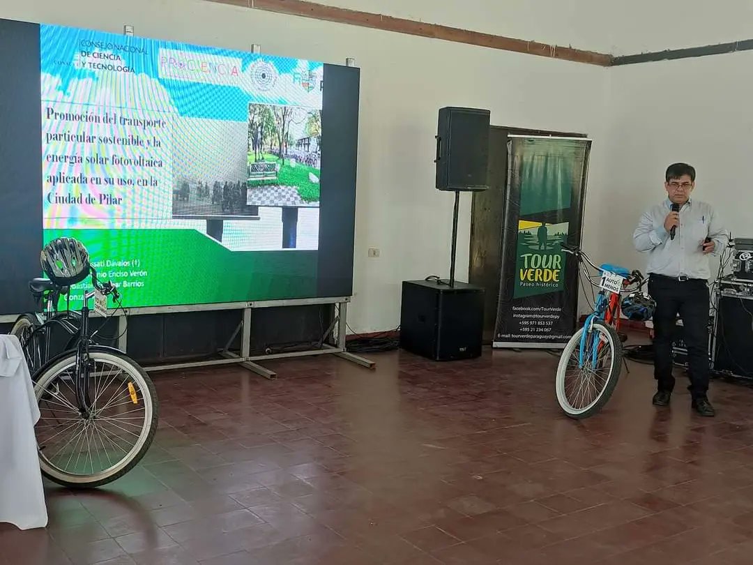 Foro Paraguayo de Bicicletas - Edición #Pilar 
Presentación de los beneficios de la bicicleta para la Salud y los resultados del proyecto "Promoción del Transporte Particular Sostenible y la Energía Solar Fotovoltaica Aplicada a su Uso" por parte del Msc. Elvio Enciso. 🚲🚴🚴‍♀️♻️