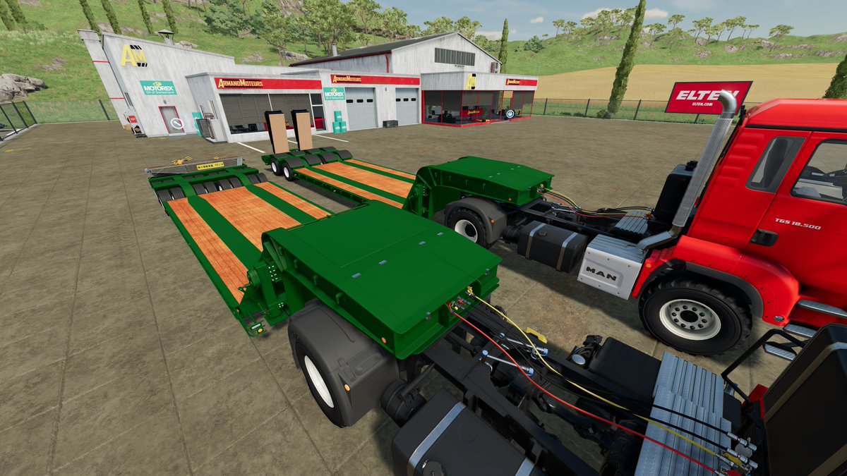 Erix05's tweet photo. FS22 16輪低床トレーラーのコンバート作業が終了しましたので、公式ModHubにて審査・リリース待ちとなりました。
ベースはFS19でリリースしたもの同様ですが、積載物の固定はFS22の仕様になっています。
#FarmingSimulator22 #FS22 #FS22Modding https://t.co/wb76NCozcn