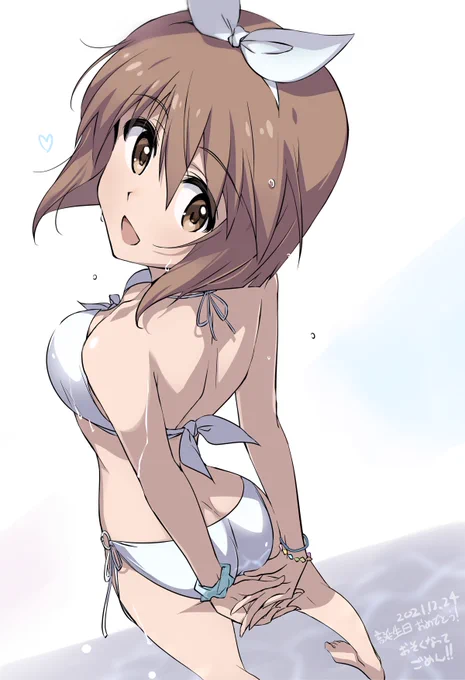 少し暖かくなってきたのでフライングで白水着雪歩です。
(でかリボン好き) 