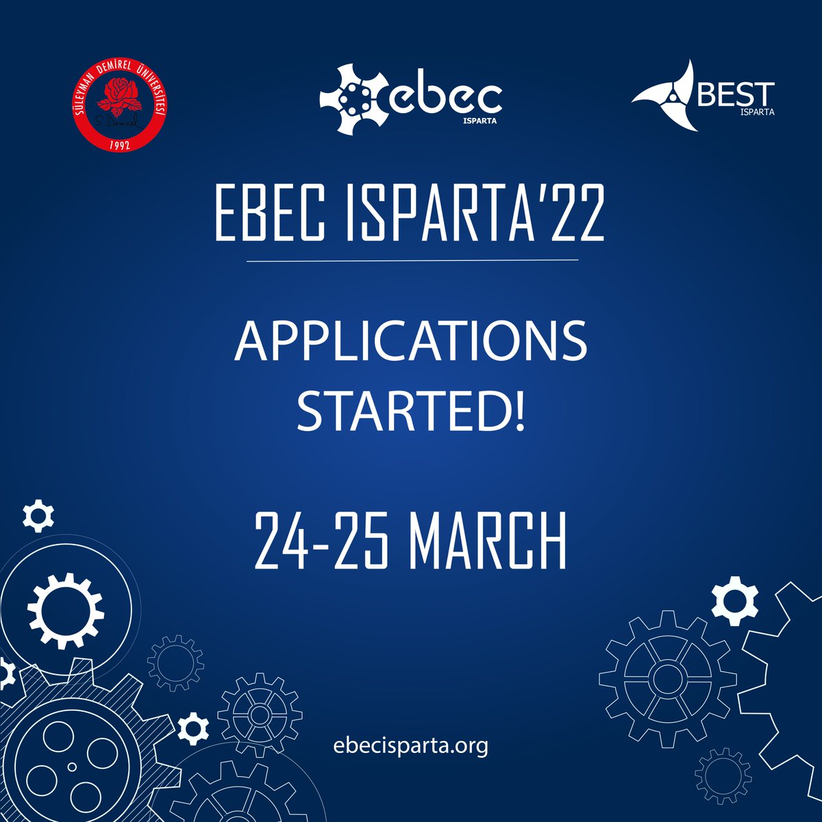 EBEC Isparta için başvurular başlamıştır! Avrupa’nın en iyi mühendisi olmak ve inanılmaz deneyimler yaşamak için 24-25 Mart’ta gerçekleşecek olan yarışmamıza katılım sağlamak için forms.gle/xCPiSotoAiGg8S… linkini doldurabilirsiniz. #SDÜ #sdümühendislik #EBEC