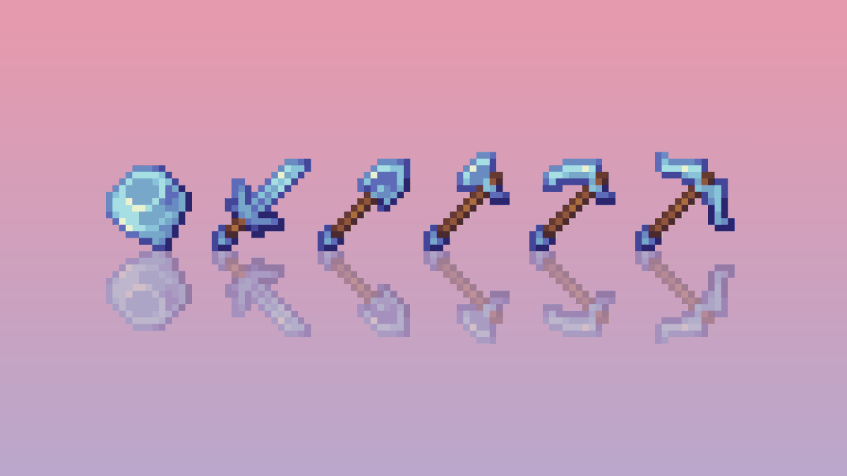 FurnoChris's tweet photo. Haven't been making any minecraft texture stuff for awhile so here's some items. 
Lmk if you want me to continue with this (or even make it a pack lmao).
#pixel_art #Minecraft 
Likes and retweets are really appreciated 💜 https://t.co/ttXgTQbAfm