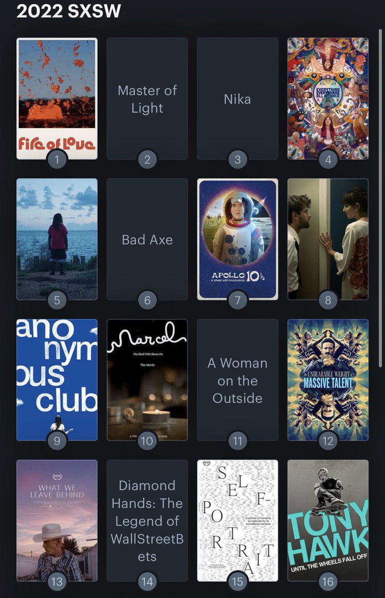 RealDavidLynch's tweet photo. I’ve more or less put a bow on my movie-watching for #SXSW2022. Here’s a rough ranking for the 30 features I caught: https://t.co/lCuk0E6hZn