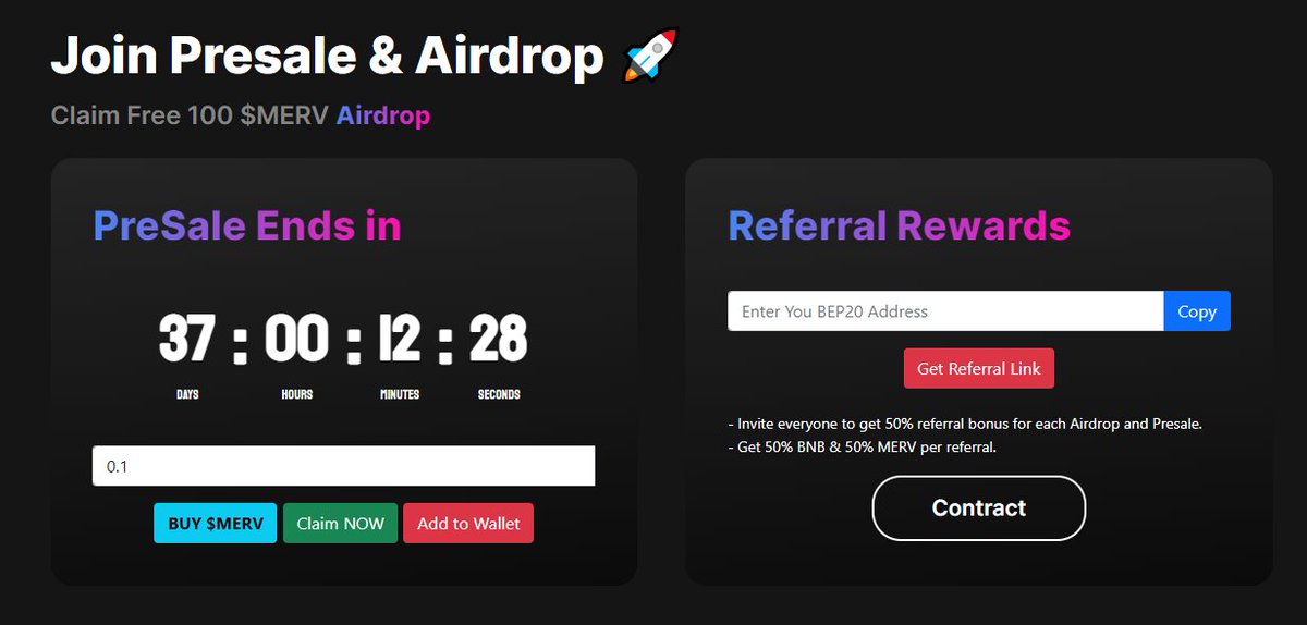 MetaRevo's tweet photo. 📢We're excited to announce #MetaRevo #Airdrop 🥳

Claim a FREE #MERV

To qualify 🤑
✅Like &amp; RT
✅Tag 5 friends
✅Claim 100 $MERV instantly on https://t.co/xI1PcOBY0j
✅Refer to get rewards!

#Airdrops #BSCGems #BNB #Binance #BinanceSmartChain #Presale #ICO #Blockchain #Giveaway https://t.co/S1hVq1vdL4