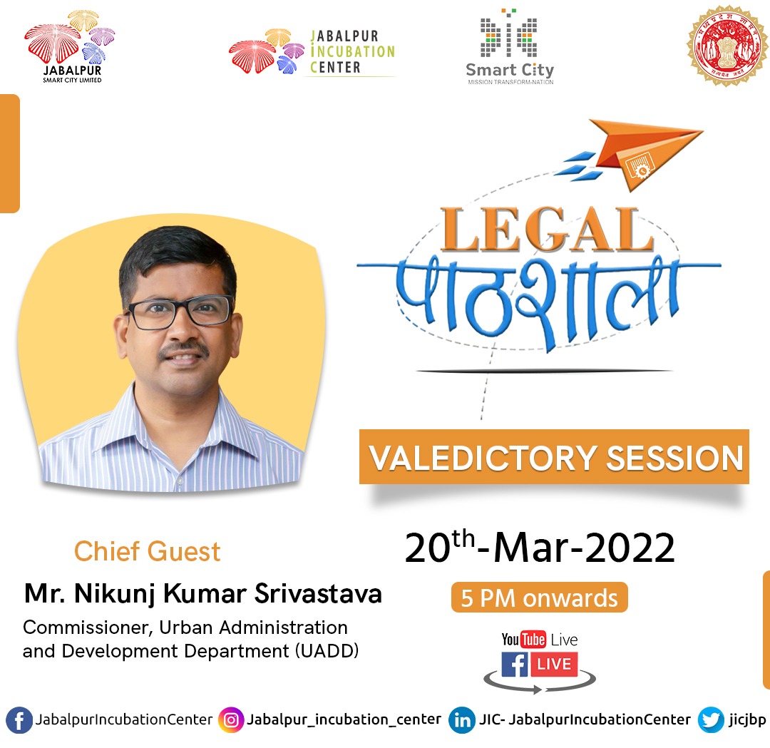 IncubationMS's tweet photo. #ValedictoryCeremony
It brings us great pleasure to inform you that on March 20th, 2022, we will be concluding 15-day FREE Legal-Focused Training Program.
We welcome Mr. Nikunj Kumar Srivastava Commissioner.
LIVE on https://t.co/SlVL2u0TZ6 at 5:00 p.m
#LegalPathshala #JIC #IM https://t.co/3ARCCIRXMP