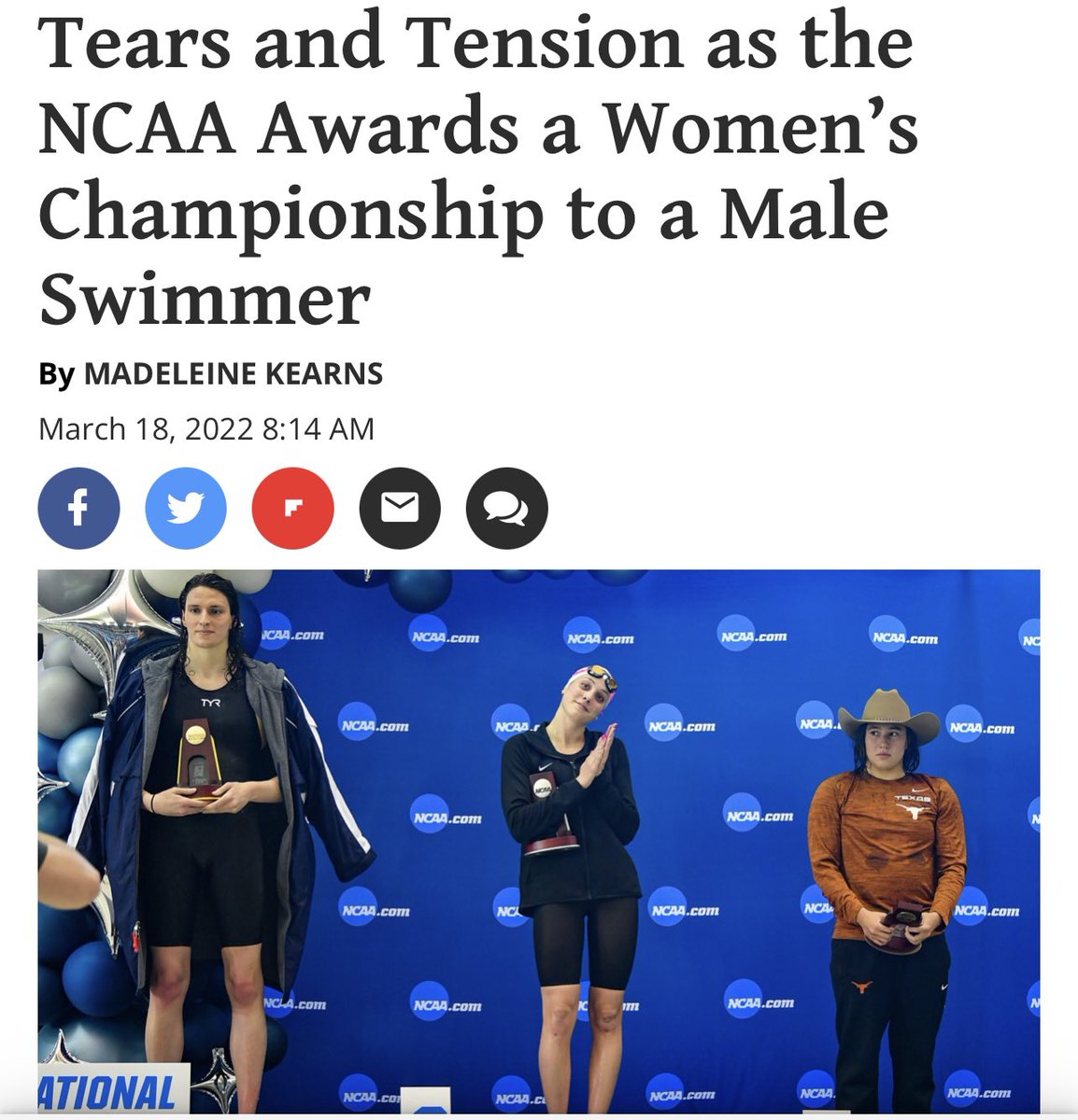 We have fought so hard for many, many years for women’s sports. And rightfully so. So now are now ok with this huge injustice? In my eyes we can’t be afraid of being cancelled. What’s right is right &amp; what’s wrong as wrong. Period. And we must be willing to stand for what’s right