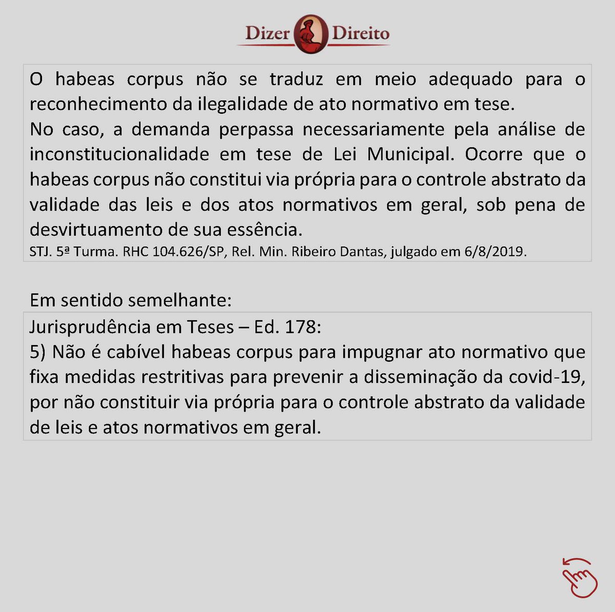 dizerodireito's tweet photo. Cabe habeas corpus para questionar passaporte vacina/sanitário? https://t.co/0aNQbUeyH2
