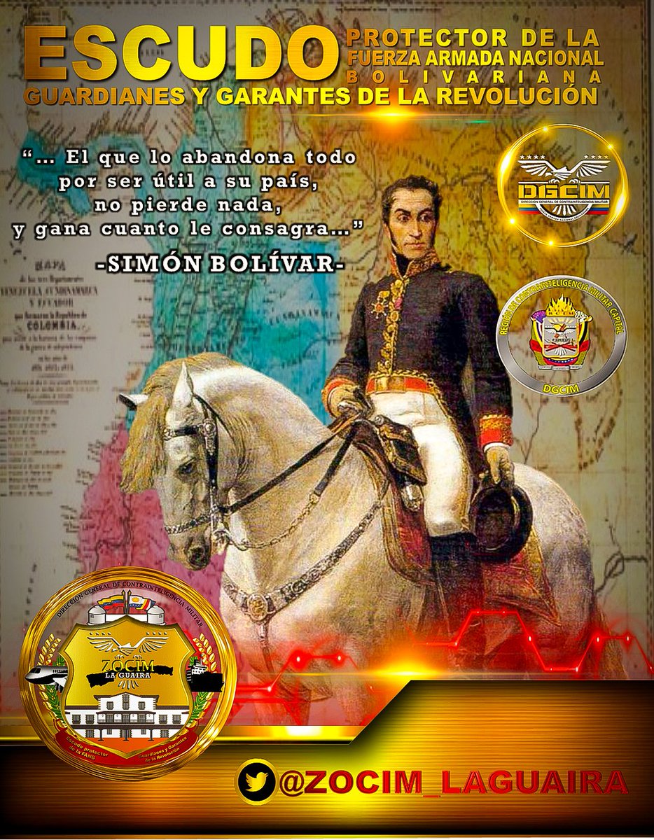 _. En el #DGCIM, continuamos con el legado del Libertador Simón Bolívar.-
🇻🇪@ZOCIM_LAGUAIRA
Pensamiento del Libertador:
"... El que abandona todo por ser útil a su país, no perder nada, y gana cuánto le consagra ..."
#YoSoyFANB #DGCIM #GarantesDeLaDemocracia #VenezuelaSeRespeta