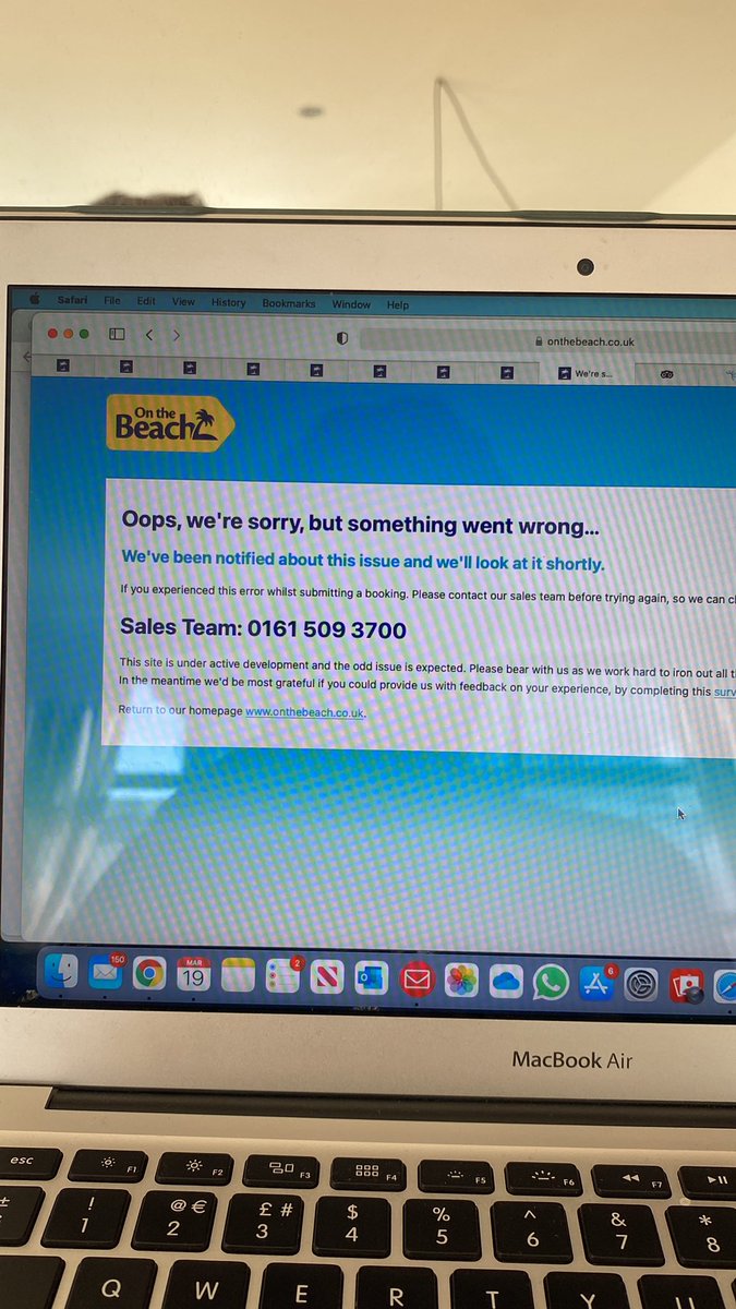 70sambrown's tweet photo. @OntheBeachUK when will your website be running again? Been trying to book a holiday for hours and I’ve had this countless times https://t.co/KMhFPN4ngv