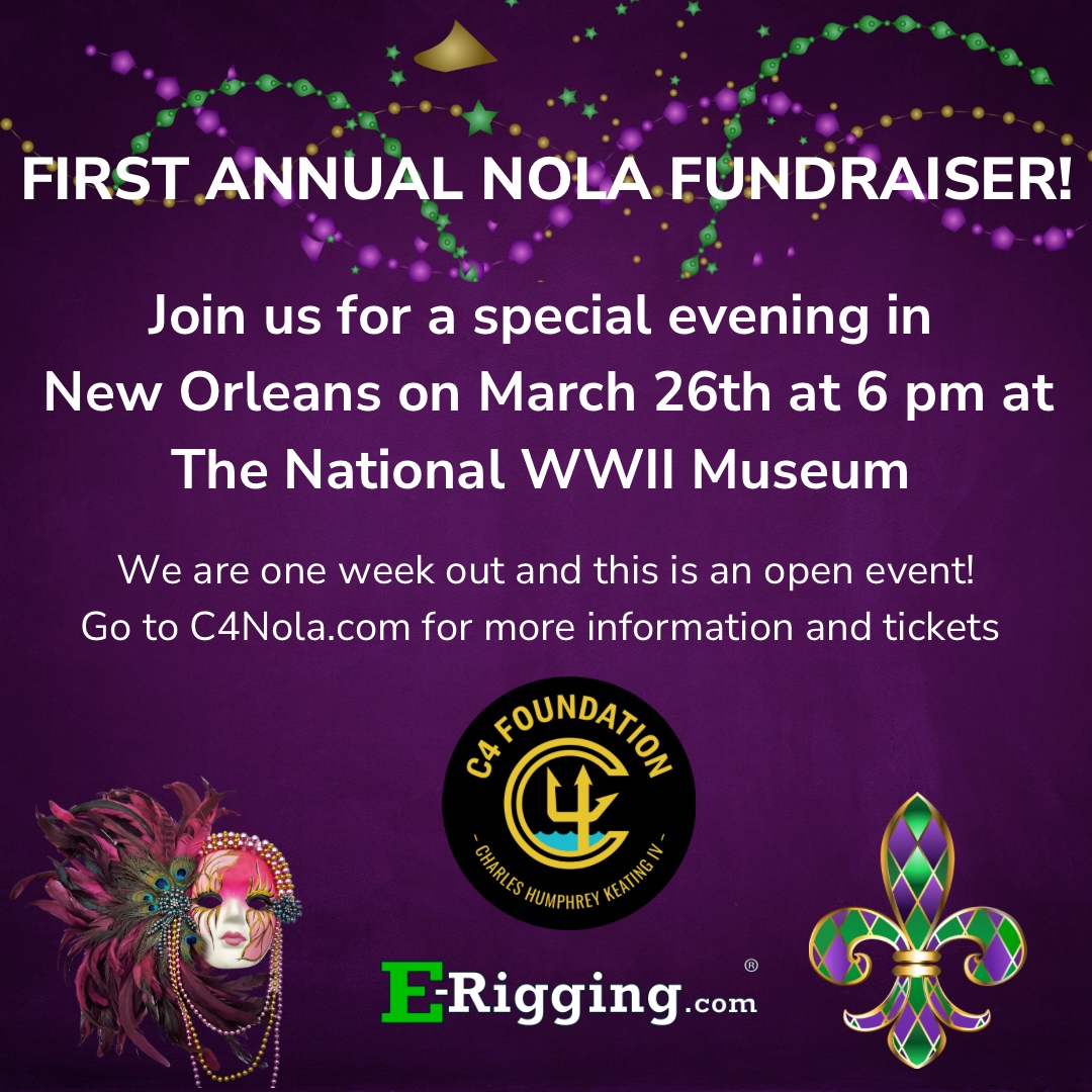 CKIVFoundation's tweet photo. Join us in New Orleans on March 26th at The World War II Museum next week!
Go to link in bio or https://t.co/zLLgYgNVjc for more information and tickets.
We hope to see you there ๐บ๐ธ๐ค
#C4Foundation #NewOrleans #ERigging #NavySEALs #NavySEALFamilies #EdByers #NSW https://t.co/VhGD3PBPWw