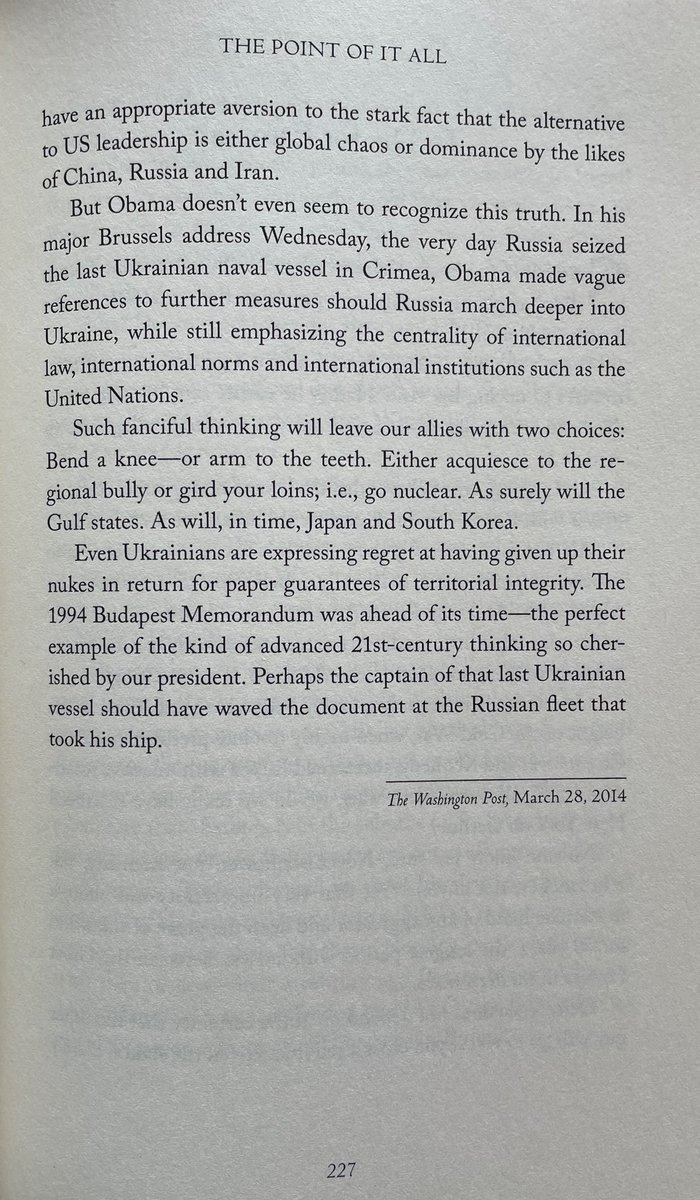 8 years ago Charles Krauthammer warned what would happen if Putin’s aggression went unchecked: “His next potential target: Kharkiv and Donetsk and the rest of southeastern Ukraine. Putin’s irredentist grievances go very deep.” - his book #ThePointOfItAll charleskrauthammer.com/books