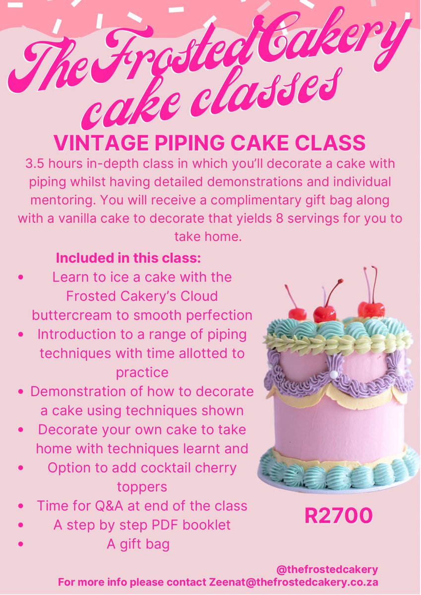 zeenyy_'s tweet photo. If you’re looking for the perfect activity for you and your bestie then look no further! 😍 
The Frosted Cakery is hosting cake decorating classes! 💕🥰✨🍒 
DM me! https://t.co/QOGWuFc8tt