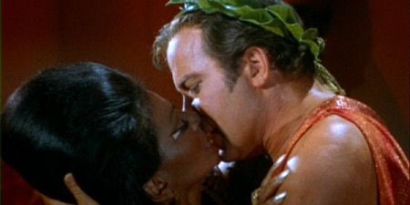 kurtbardella's tweet photo. So National “White Nationalist” Review lost their shit over @staceyabrams’ cameo on the season finale of @StarTrek Discovery … be a shame if they were bombarded with this picture from 1968 of Captain Kirk kissing Lt. Uhura. https://t.co/Bx2ViIv0NN