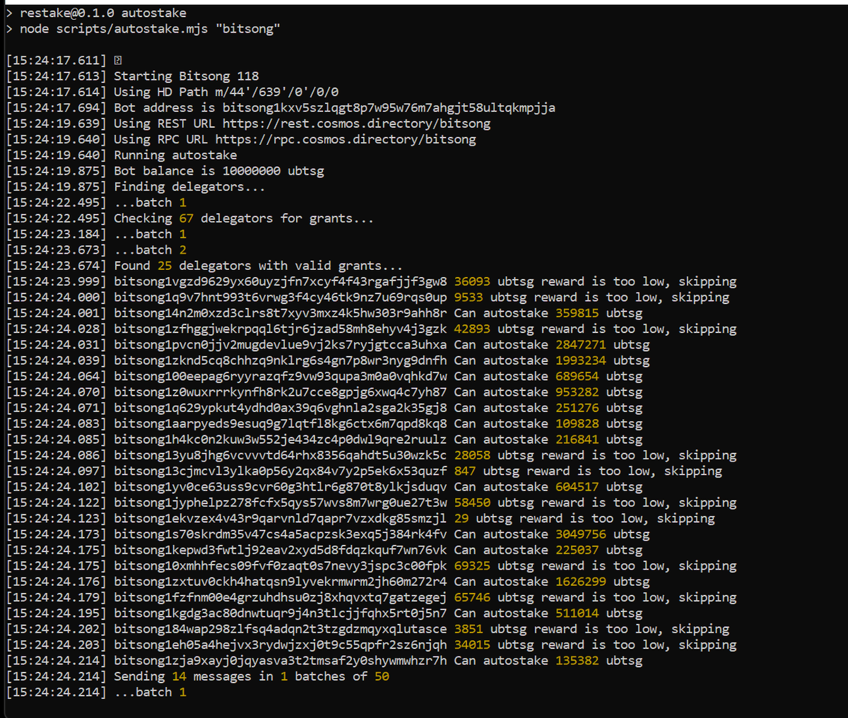 JoeAbbey's tweet photo. i can't say it enough, @eco_stake is a treasure to the @Cosmos:

This morning, he just casually updated #REStake with HD Path derivation for operators.

My @Bitsong and @DesmosNetwork now work, and the multi-message support is 🔥 https://t.co/VJ6TdynFZ4