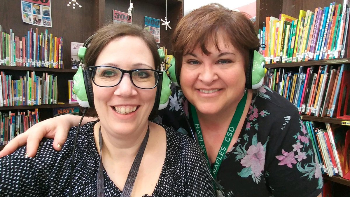 Rocking our Owl headphones and having fun on Teacher Conference day with my friend Mrs. Cloninger💚 #naplescsd