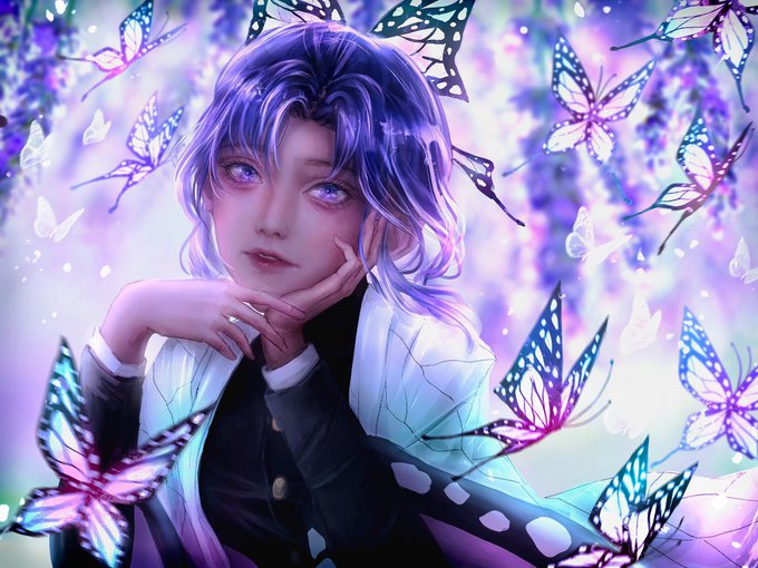 kiniciaさんがTwitterに投稿した胡蝶しのぶ(鬼滅の刃)のイラスト。