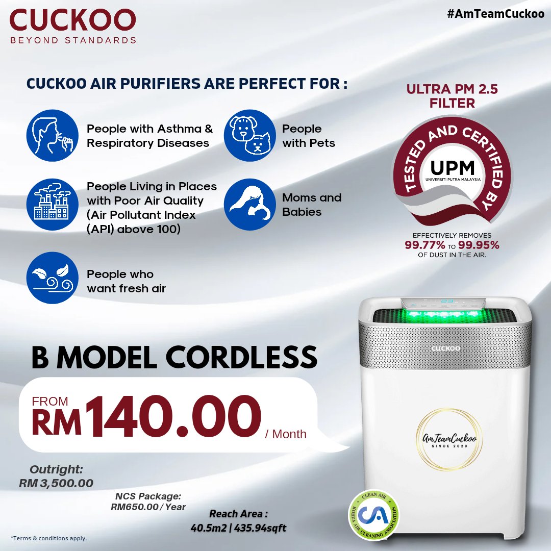 abrahamwang92's tweet photo. Penapis Udara Cuckoo

✅Warranti Sehingga 5 tahun
✅Tukar Filter Setiap 4 bulan Sekali
✅Pemasangan PERCUMA

Untuk maklumat lanjut boleh PM saya @ Whatsapp saya di https://t.co/qiarxHxKDr

#penapisudara #airpurifiers
#cuckoosarawak #cuckoomalaysia https://t.co/aoGlS3eSXe