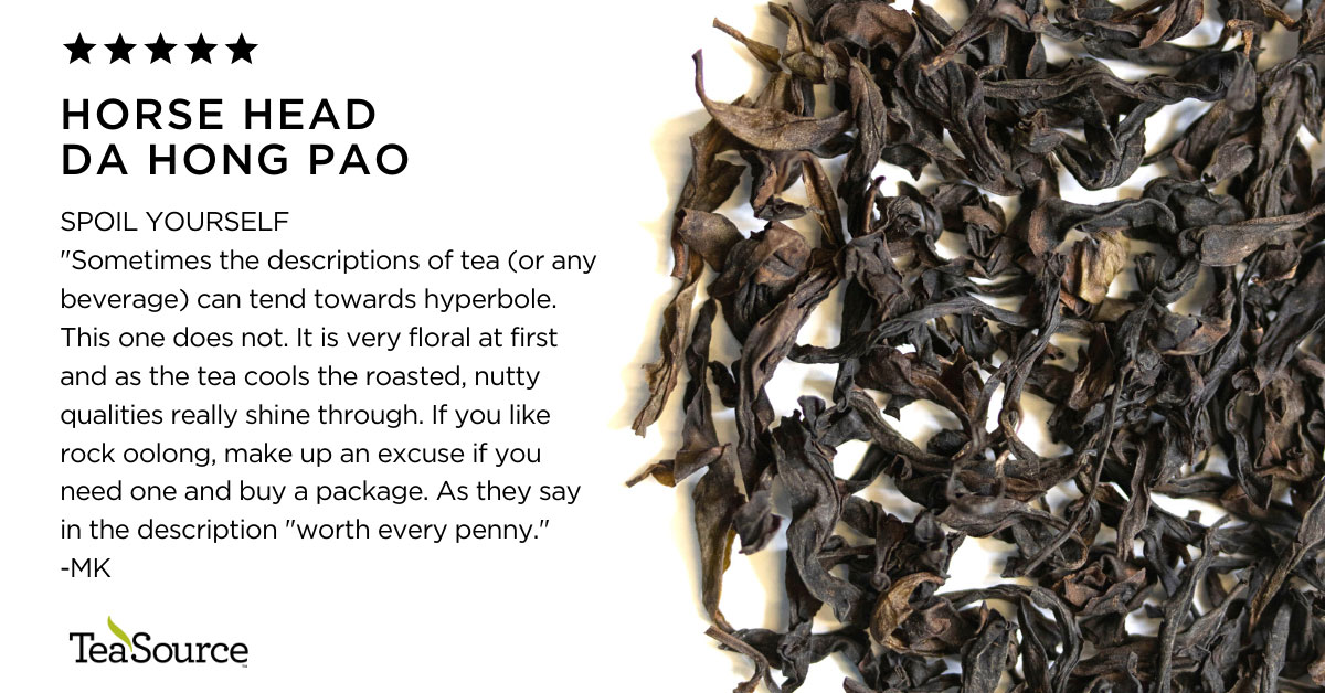 TeaSource's tweet photo. Horse Head Da Hong Pao has an intensely floral character, the body of salt water taffy, & a toasted caramel flavor to let you know it’s actually rock tea. Worth every penny. https://t.co/bQJ5NfPvQ6
#rocktea #horseheaddahongpao #looseleaftea #Wuyi #huangguanyin https://t.co/evjF3XN2PX