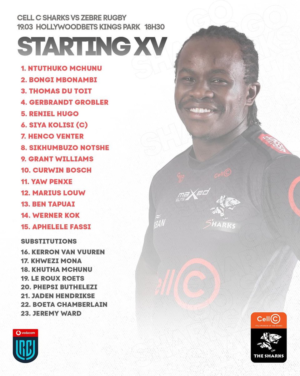 A late change to the team see’s Yaw Penxe starting at 11 in place of Makazole Mapimpi 🦈

#OurSharksForever #SHAvZEB