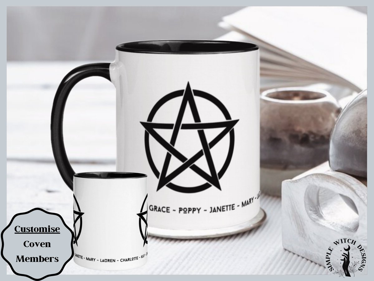 simpleandwander's tweet photo. Circle Of Trust Witch Aesthetic Coffee Mug ~ Witchcraft Coven Black Pentacle Customizable Mug ~ Personalised Dark Boho Gothic Tea Cup Gift https://t.co/dHLMR2LVYH via @Etsy #witchcraft https://t.co/3dVQTjtU5W